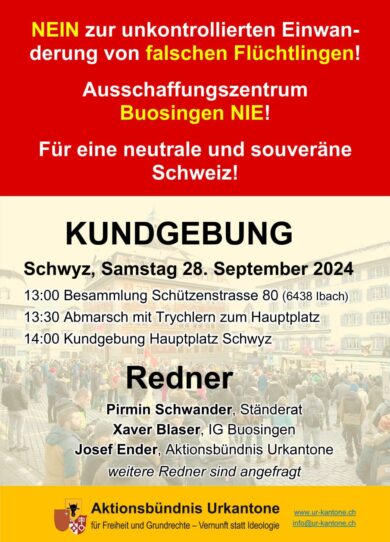 Flyer Kundgebung 28.9. Schwyz