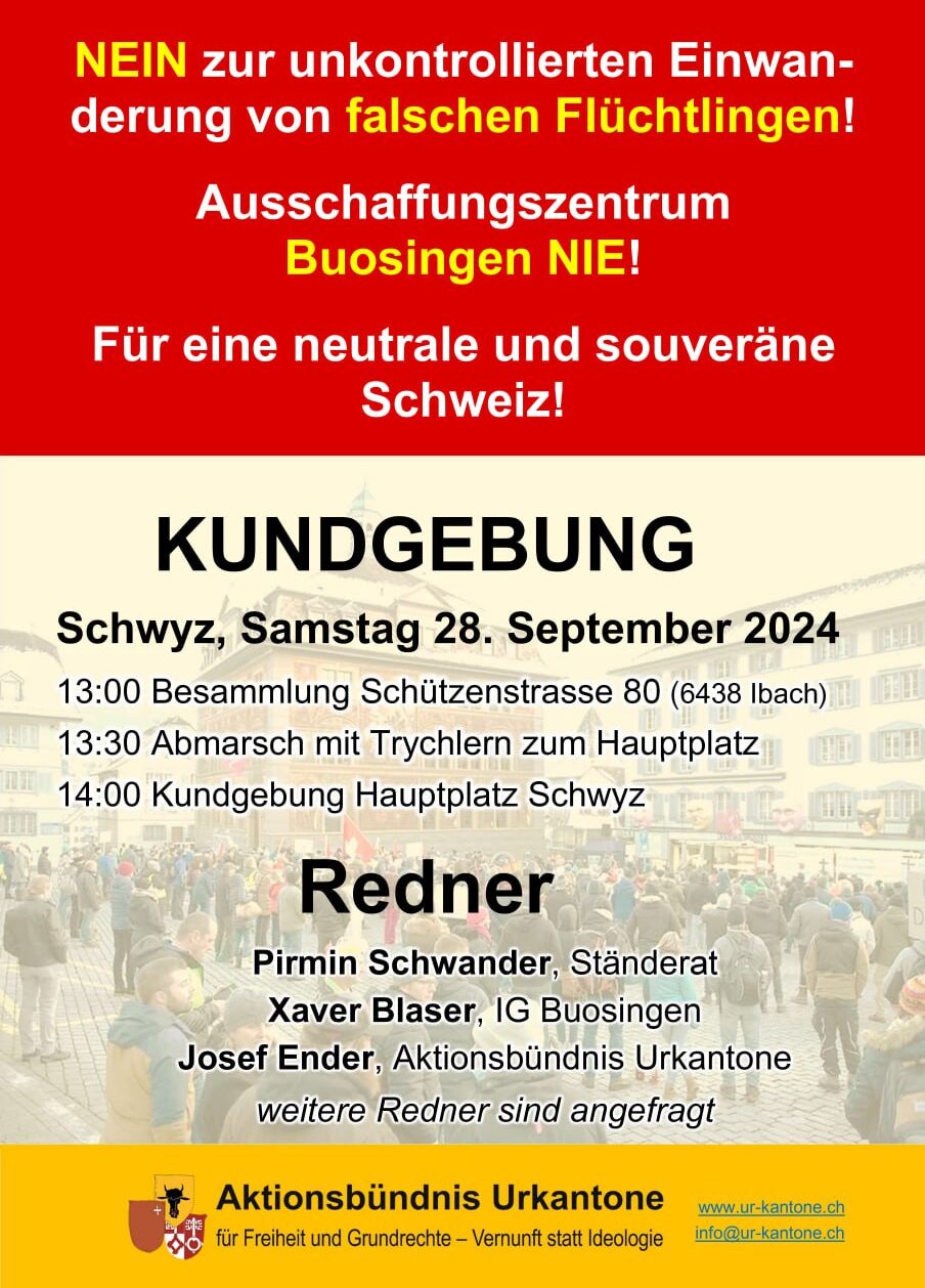 Flyer Kundgebung 28.9. Schwyz