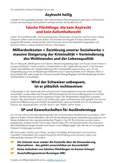 Kundgebung 28. September: keine falschen Flüchtlinge!